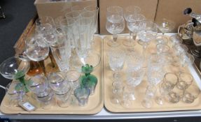Two trays of assorted drinking glasses
