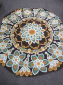 A Kashmir circular chain stitch rug,