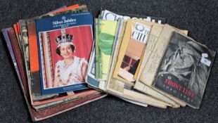 A collection of ephemera including WWII issue of Frontline, George VI coronation souvenir programme,