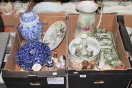 Two boxes of English and continental porcelain