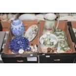 Two boxes of English and continental porcelain