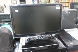 A Samsung 18" flatscreen TV with remote together with a Toshiba DVD player