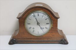 An Edwardian mahogany mantel clock with silvered dial CONDITION REPORT: 33cm wide by