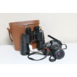 A pair of Wray of London 9x60 coated binoculars in case,