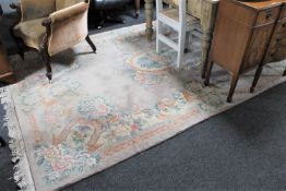 A fringed Chinese carpet
