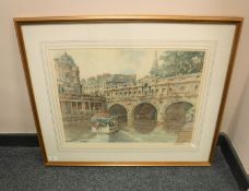 After Eric Richard Sturgeon : Pulteney Bridge, Bath, reproduction in colours, signed in pencil,