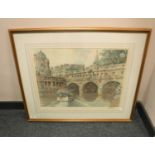 After Eric Richard Sturgeon : Pulteney Bridge, Bath, reproduction in colours, signed in pencil,