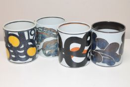 Four Royal Copenhagen Fajence mugs