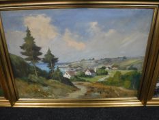 A continental oil on canvas - view across farm land