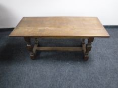 A solid oak low coffee table