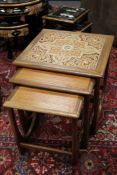 A set of G-plan teak retro 1960's/70's nest of three tables with tiled top