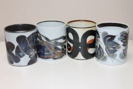 Four Royal Copenhagen Fajence mugs