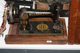 A vintage Singer hand sewing machine