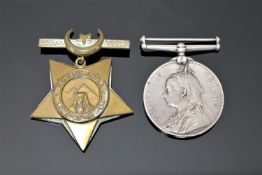 A Khedive's Star and a Victorian Volunteer Long Service Medal, unnamed.