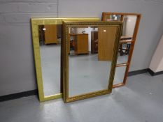 Three mirrors including two with gilt frames
