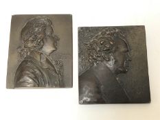 A pair of Franz Stiasny bronze portrait plaques; Franz Schubert and Mozart, each 6.