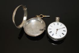 A Georgian silver pair cased verge pocket watch by J and T Dobie Tanfield, no. 1454 (Working).