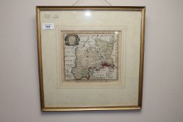 An 18th century hand coloured map,