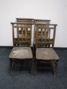 Four Victorian pine chapel chairs