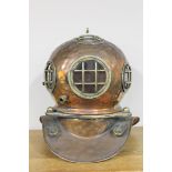 A copper deep sea diver's helmet