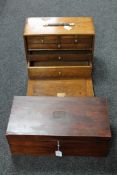 An oak collector's chest fitted with drawers,