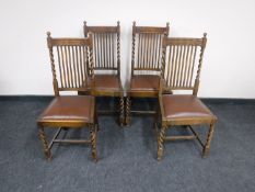 Set of four 1920's oak dining chairs