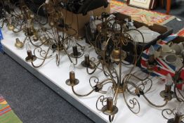 Seven antique style metal light fittings