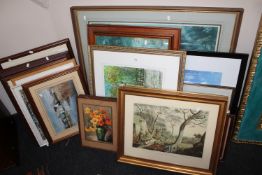 A large collection of pictures, prints, watercolours, hunting prints,