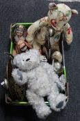 A box of mohair teddy bear, animal ornaments,