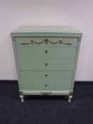 A 19th century gilded and painted five drawer chest