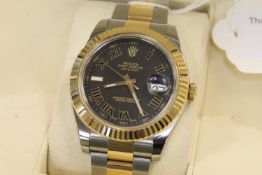 A fine Gents Stainless Steel and 18ct Gold Rolex Oyster Perpetual Datejust II Automatic Calendar