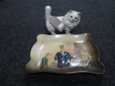 A Beswick figure of a cat and a Royal Doulton Dickens plate