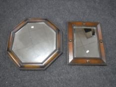 Two early 20th century oak beaded framed mirrors