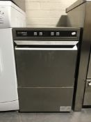 A stainless steel Hobart Eco Max bench top glass washer