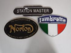 Three cast iron plaques - Station Master,