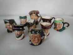 Nine miniature Royal Doulton character jugs - Old Charley, The Beef Eater,