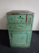 An antique painted pine cupboard fitted two drawers