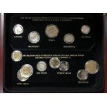 A fitted mahogany presentation coin case containing eighteen coins - The Changing Face of Britain's