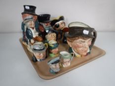 A tray of assorted character jugs including Royal Doulton Paddy