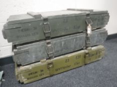 Three military crates