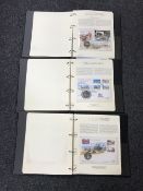 Three albums of first day cover stamps and coins - The History of World War II.