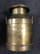 An antique brass lidded churn U.C.