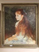 A textured print by Artagraph Editions after Renoir : portrait of a red headed lady, 64 cm x 53 cm,