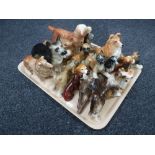 A tray of dog figures,