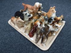 A tray of dog figures,