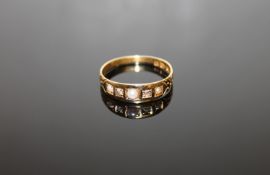 An 18ct gold pearl and diamond ring, size P, 2.3g.