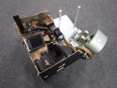 A box of camera enlarger parts by Leitz, etc,