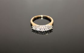 A 9ct gold five stone diamond ring,
