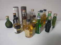 Sixteen alcohol miniatures; Clan Campbell, Whyte & Mackay, Monkey Shoulder, Jameson,