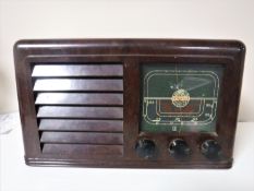 An early 20th century Bakelite cased Derwent valve radio